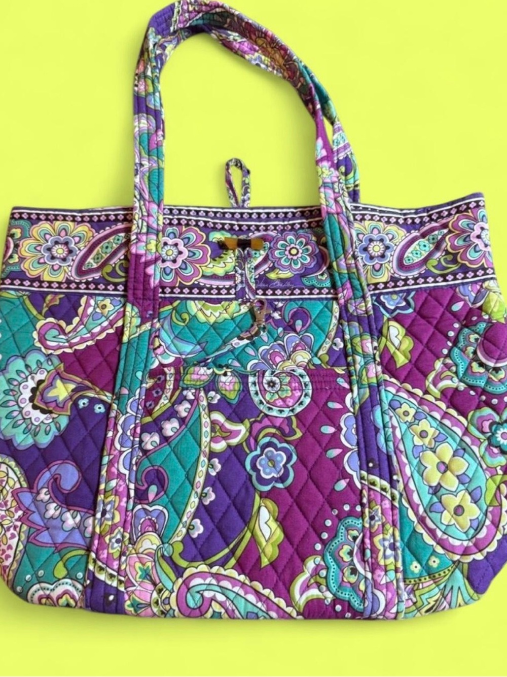 Vera Bradley Heather Purple & Teal Quilted Paisley Tote